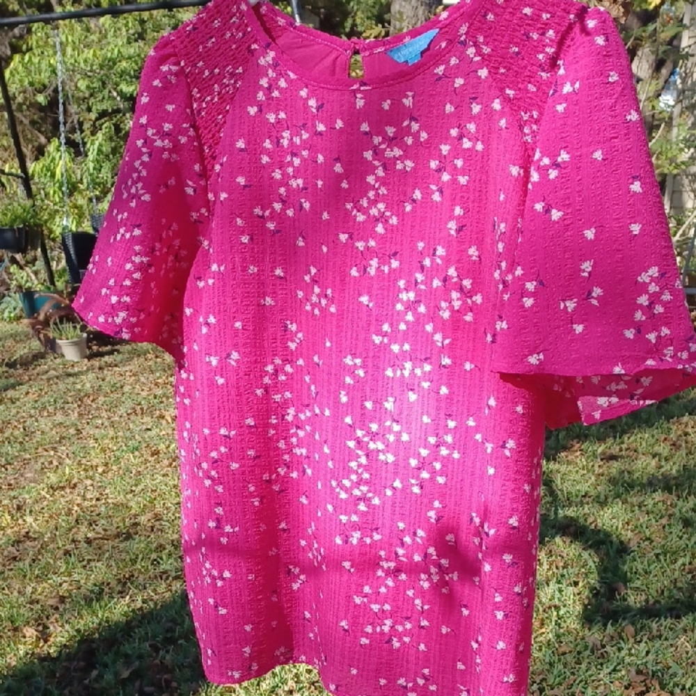 Draper James Fuchsia Floral Top